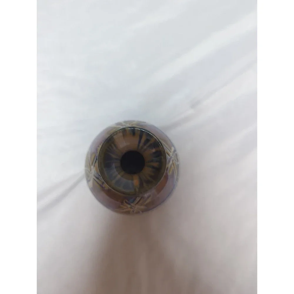 Ceramic Sudio Pottery Art Vase Sgrafitto Blue Periwinkle Glaze 5